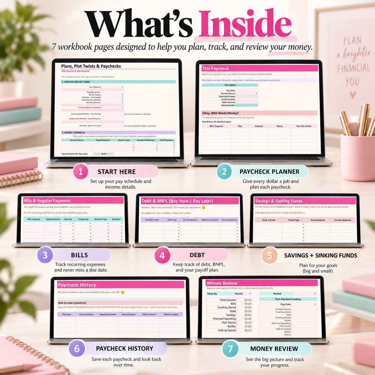 Plans, Plot Twists & Paychecks Excel paycheck dashboard preview